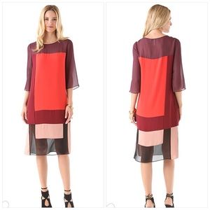 BCBGMaxAzria Runway Colorblock Silk Blend Dress XS